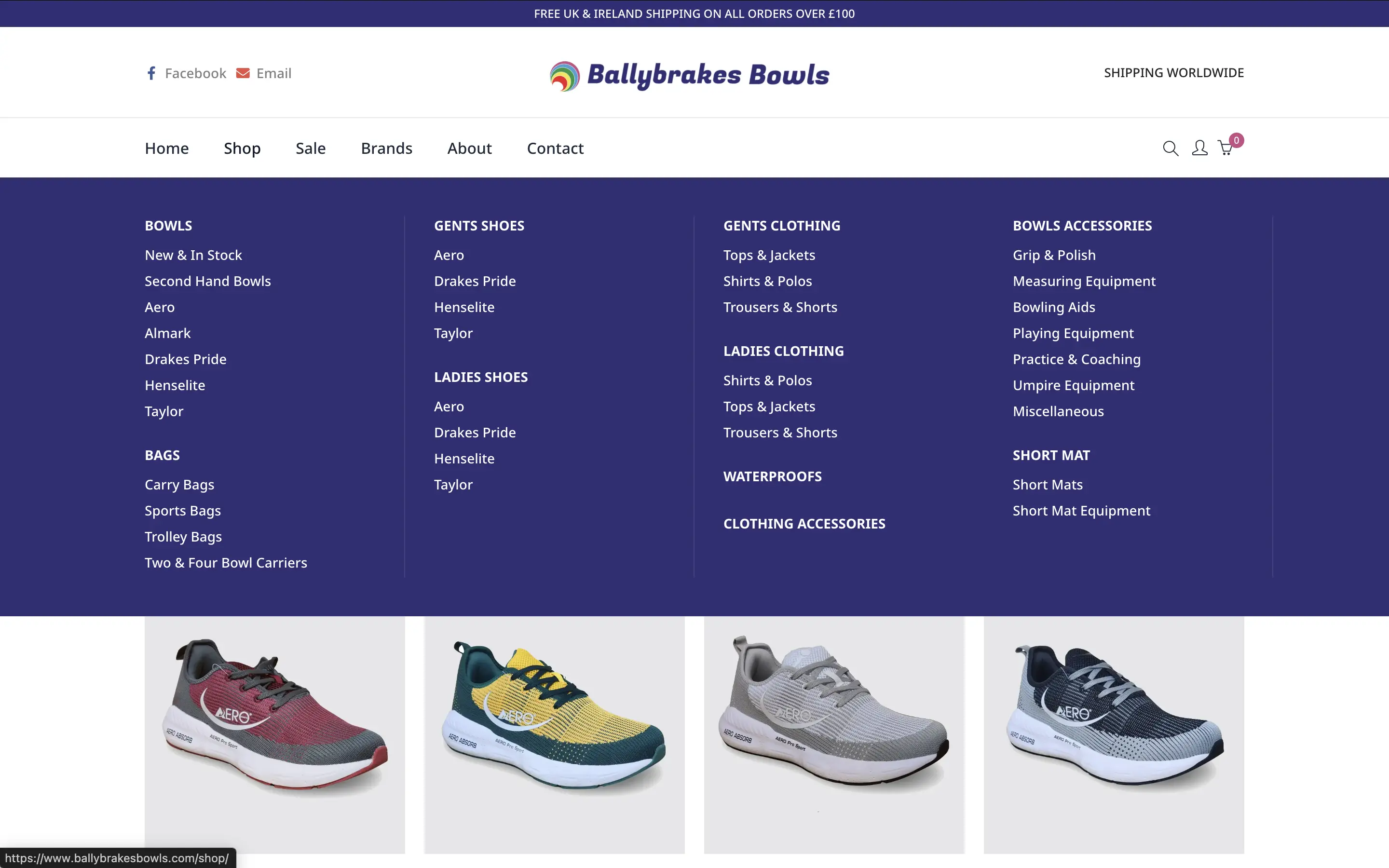 Ballybrakes Bowls homepage SEO optimization on desktop