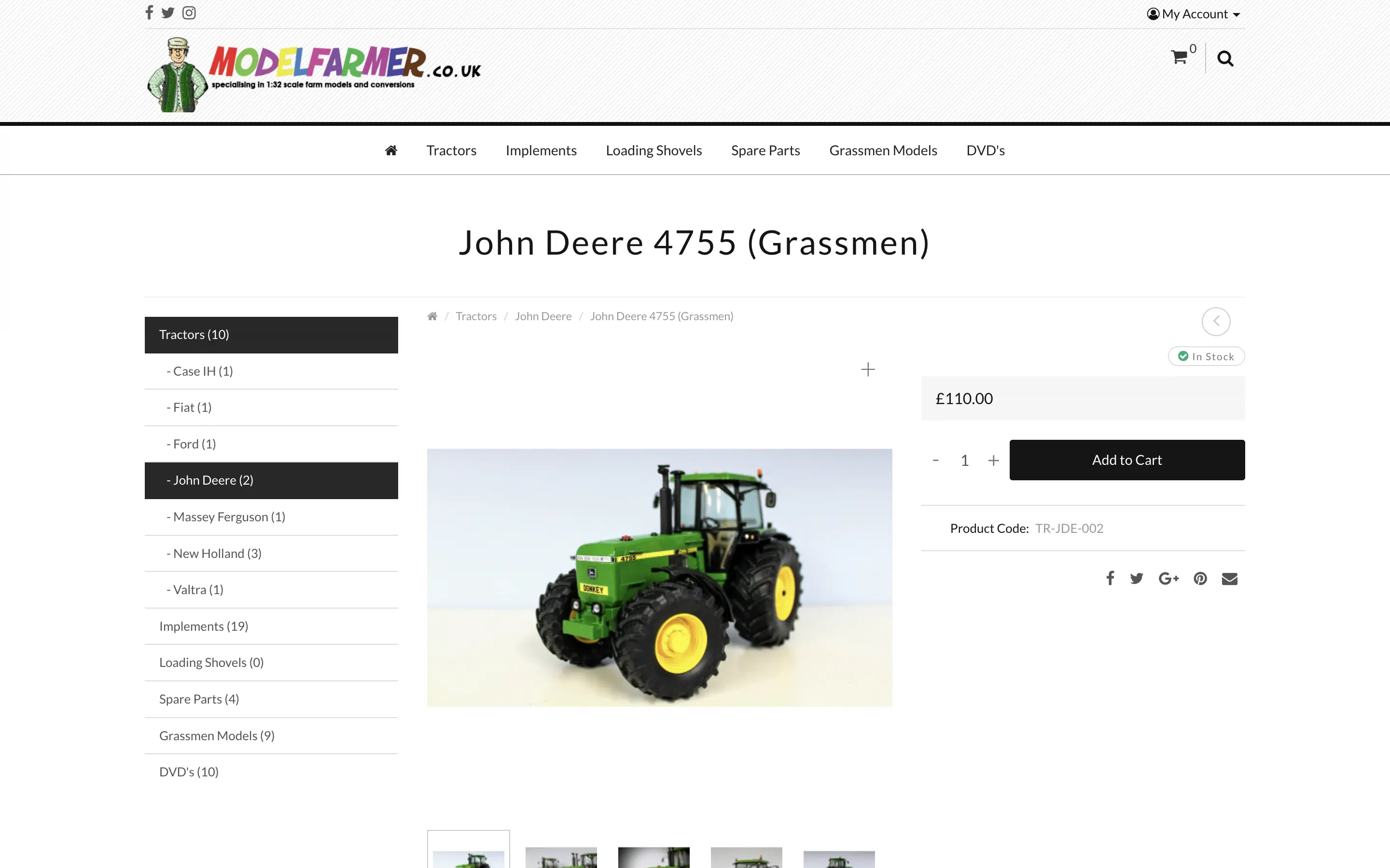 ModelFarmer.co.uk product page website design on desktop